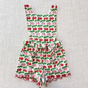 NWT Mini Boden Girl's Cherry Print Shortalls 4/5